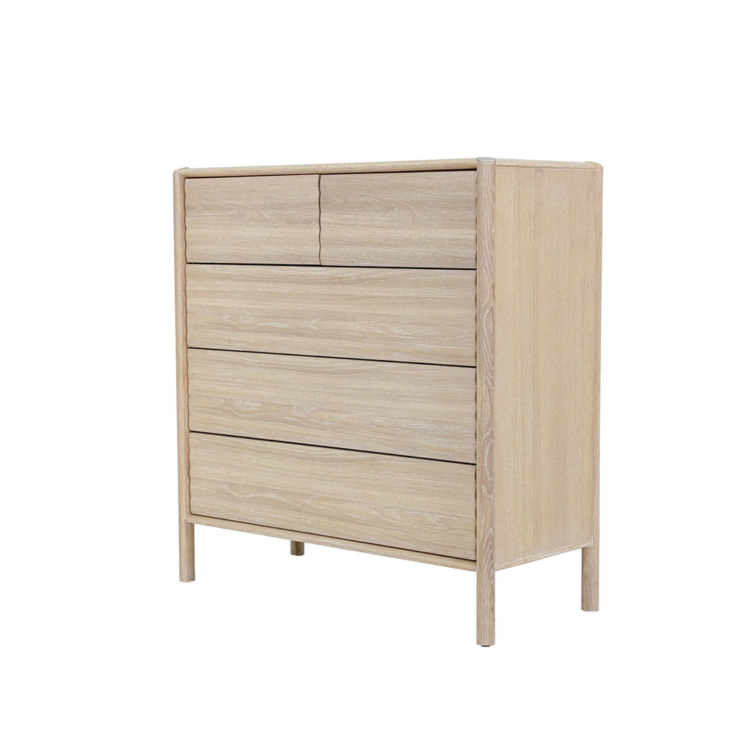Runway 5 Drawer Chest in Light Oak side view - light oak chest by LH Imports - Whats New Furniture Portland OR