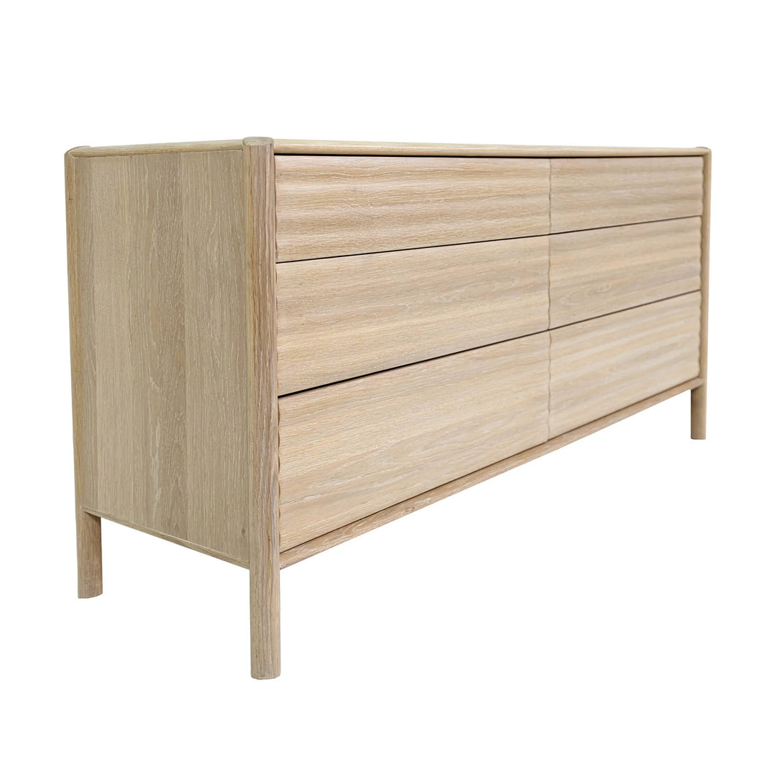 Runway 6 Drawer Dresser in Light Oak alternate front view - light oak dresser by LH Imports - Whats New Furniture Portland OR