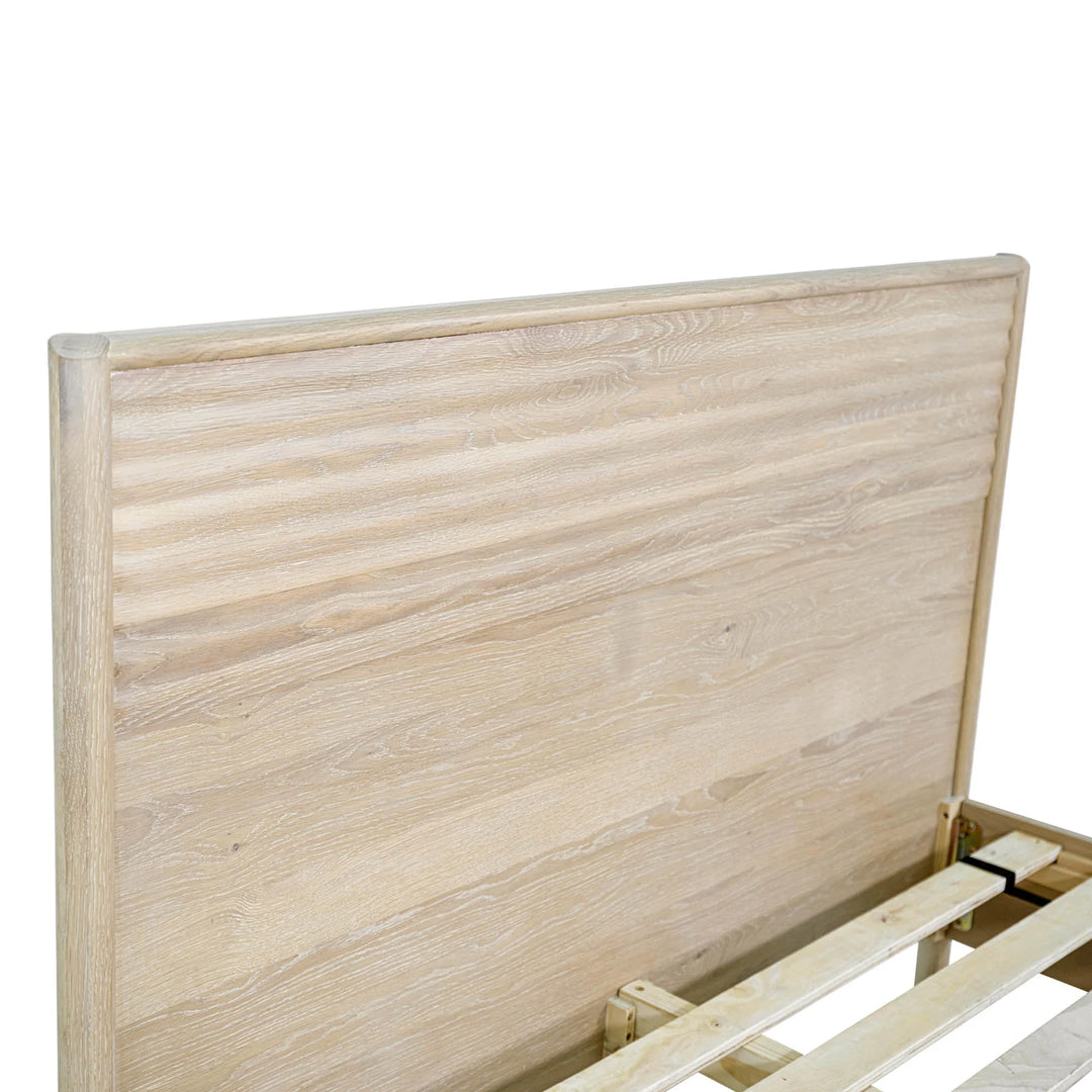 Runway King Bed Frame in Light Oak profile view - light oak king bed frame by LH Imports - Whats New Furniture Portland OR