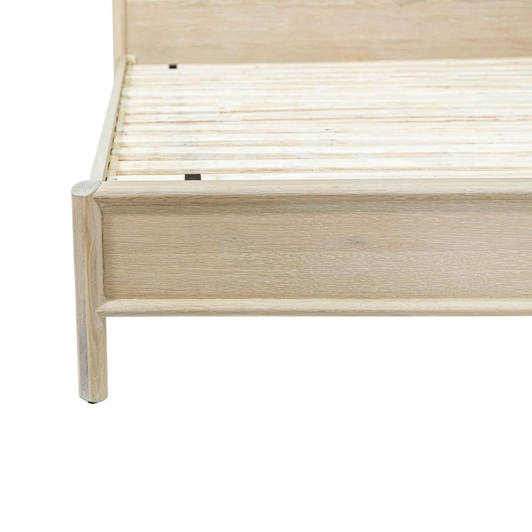 Runway King Bed Frame in Light Oak side detail - light oak king bed frame by LH Imports - Whats New Furniture Portland OR