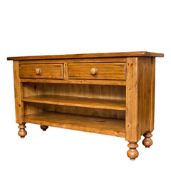 Rustic Pine Console Table with 2 Drawers detail view - Whats New Furniture - Portland, Oregon