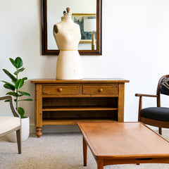 Rustic Pine Console Table with 2 Drawers detail view 2 - Whats New Furniture - Portland, Oregon