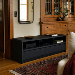 Rutland 78 Inch 3 Drawer Tv Stand Media Console Black styled in Portland AlbertArts foursquare living room - What&