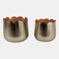 9/12" Tulip Shaped Planters, Gold, Set of 2 by Sagebrook Home - product view