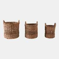 12/15/17" Open Weave Banana Leaf Baskets, Natural, Set of 3 by Sagebrook Home - product view
