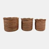 16/18/20" Scallop Edge Round Baskets, Natural, Set of 3 by Sagebrook Home - product view