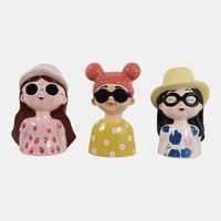 9" Colorful Girl Figures, Multi, Set of 3 by Sagebrook Home - product view