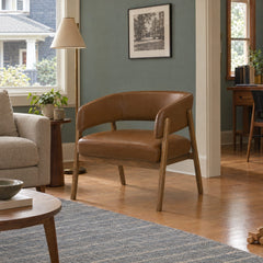 Saga Arm Chair in 676 Brick - styled in a Portland home - Whats New Furniture Portland