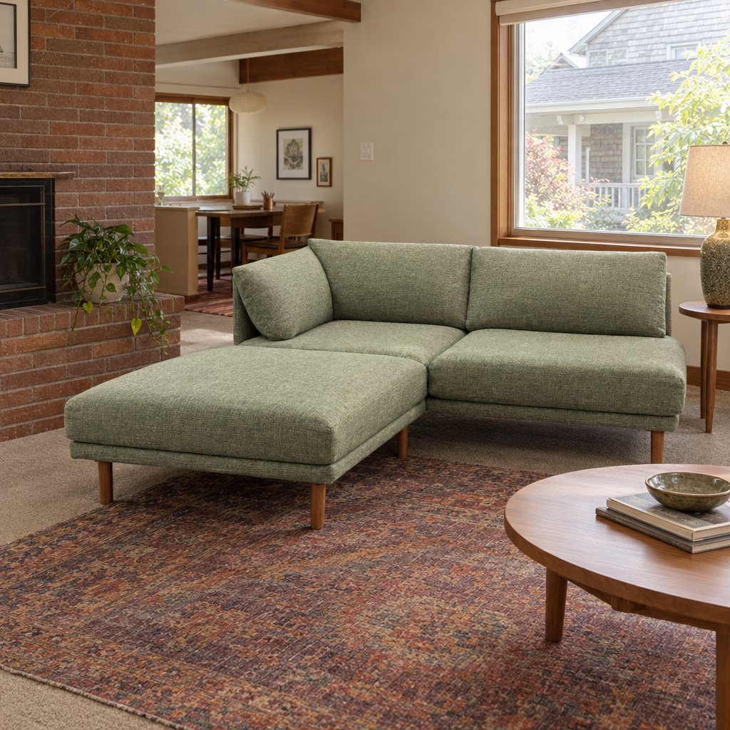 Contemporary Modular Sectional by Burrow in Green styled in a Portland home - Whats New Furniture