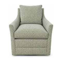 Sage green swivel glider armchair with rounded arms by Rowe - Whats New Furniture Portland OR