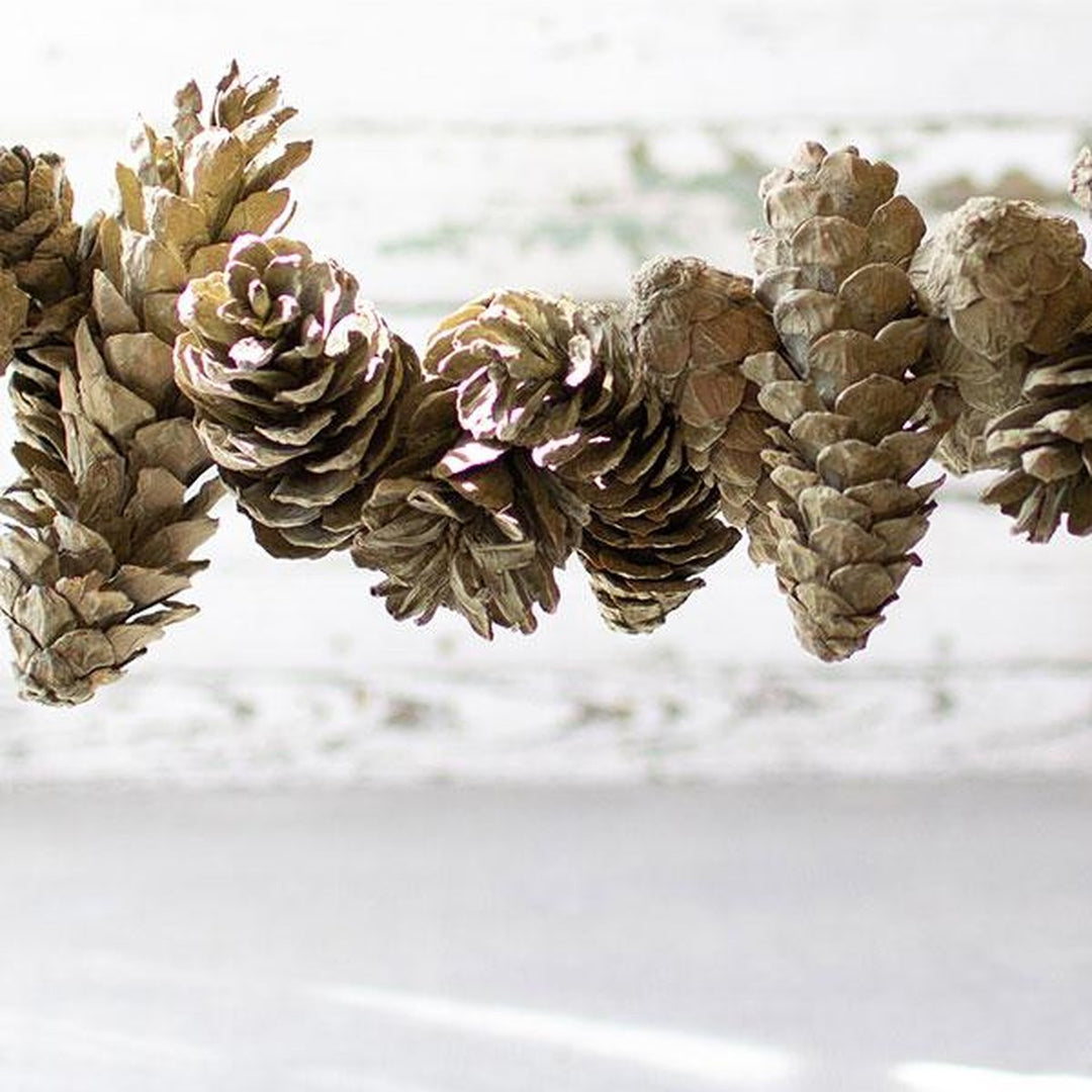 Sage Pinecone Garland cone detail - faux plants by Kalalou - Whats New Furniture Portland OR