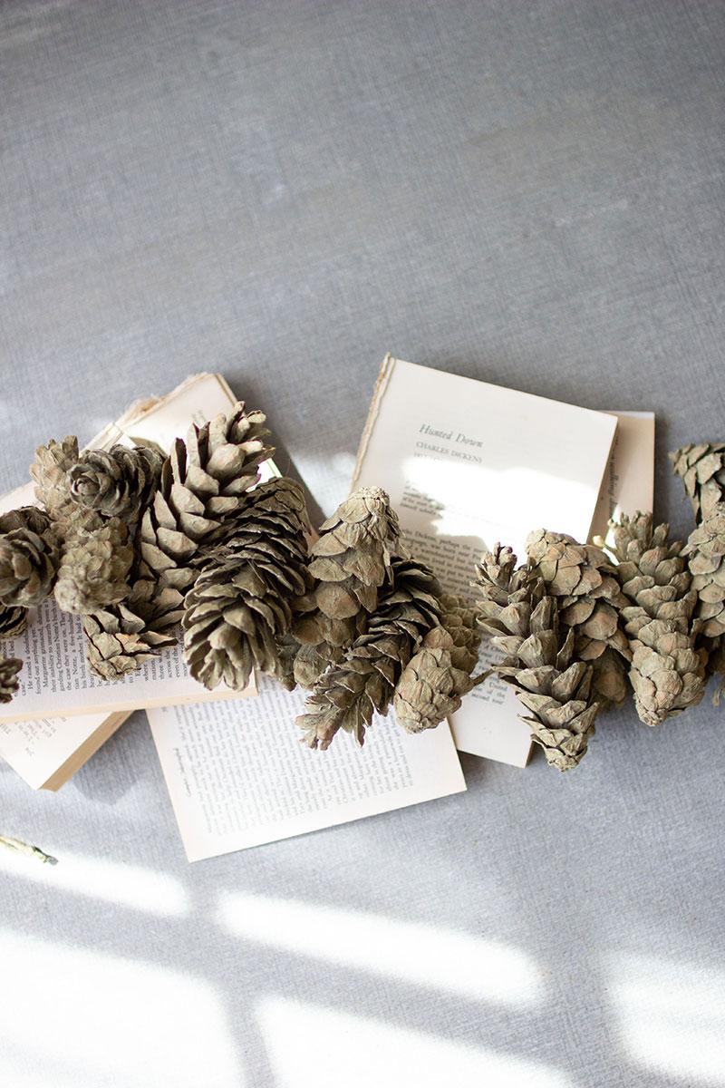 Sage Pinecone Garland length - faux plants by Kalalou - Whats New Furniture Portland OR
