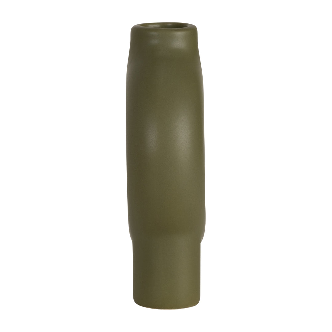 Olive green ceramic donut footed vase 7 inch - Sagebrook Home - Whats New Furniture Portland OR