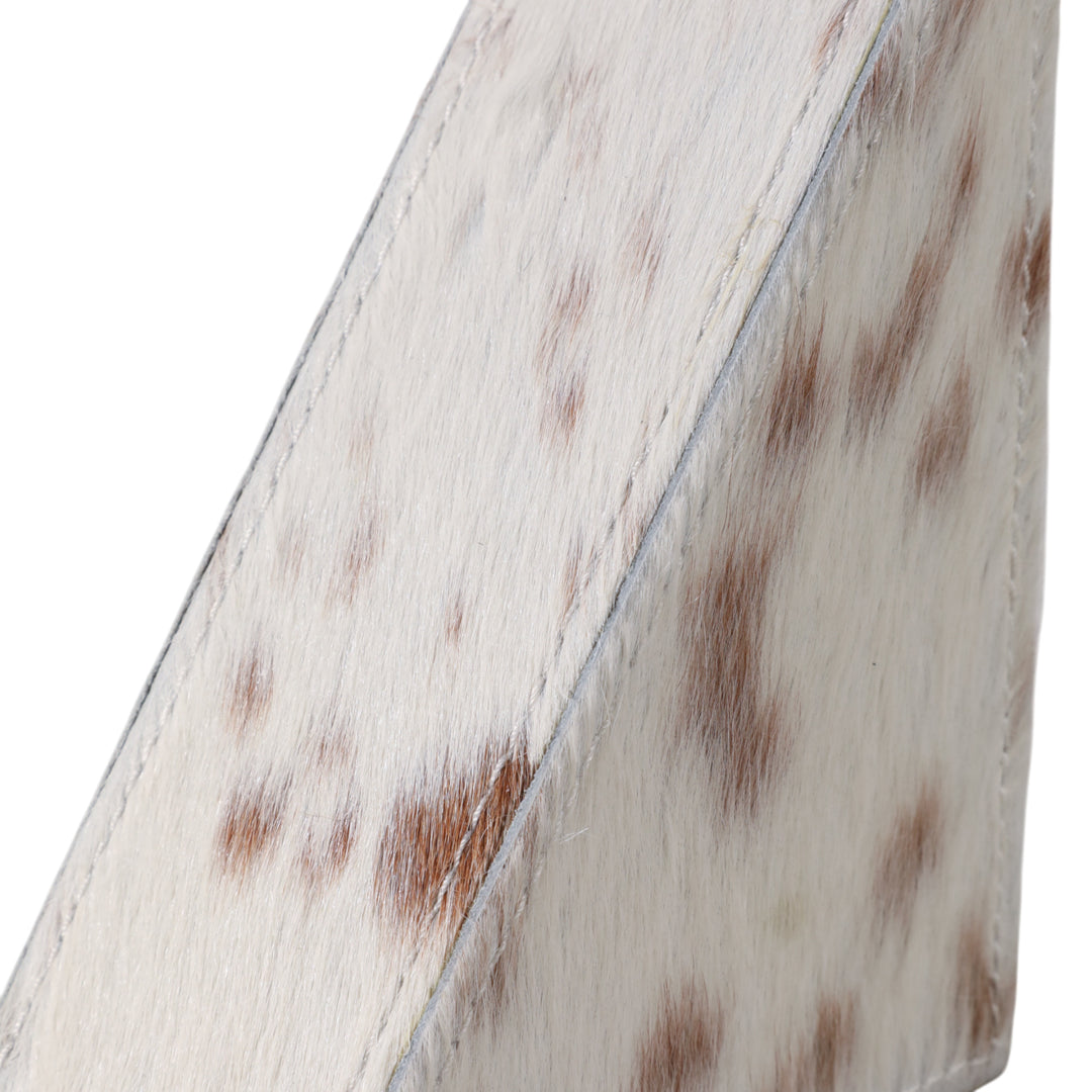 Hair on hide cow print triangular bookends set of 2 - Sagebrook Home - Whats New Furniture Portland OR
