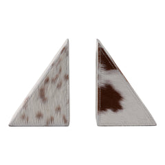 Hair on hide cow print triangular bookends set of 2 - Sagebrook Home - Whats New Furniture Portland OR