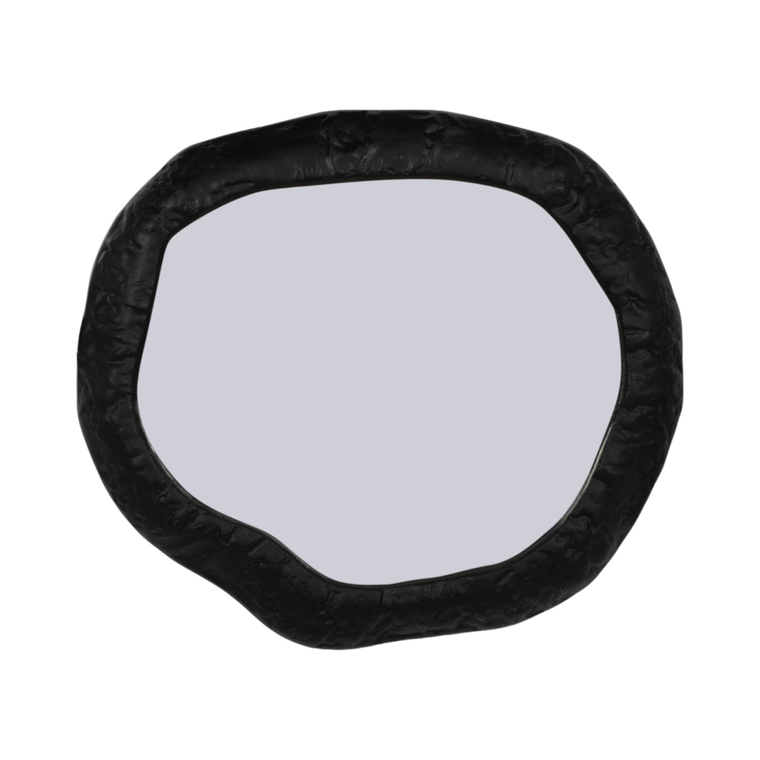 Hammered aluminum organic round wall mirror 18 inch matte black - Sagebrook Home - Whats New Furniture Portland OR