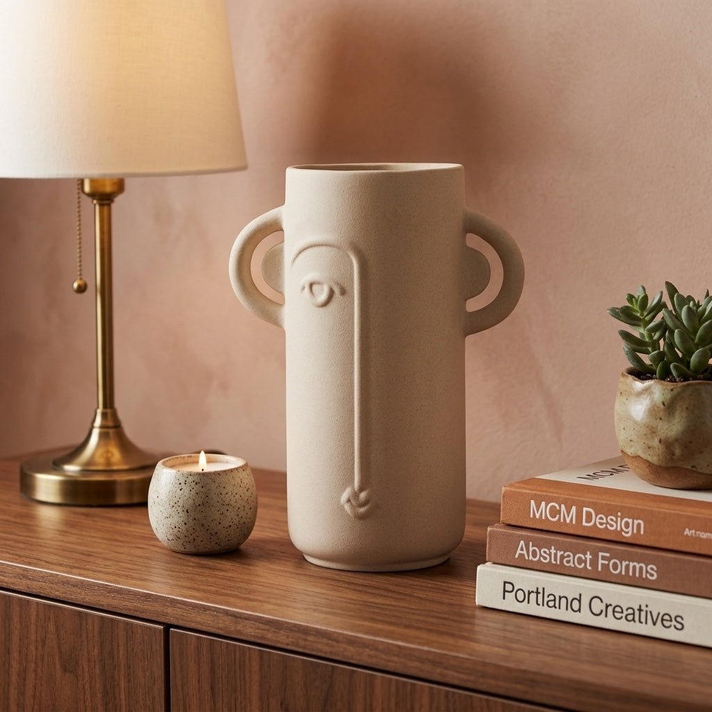 10" Face Vase W/ Handles - What's New Furniture Portland Oregon