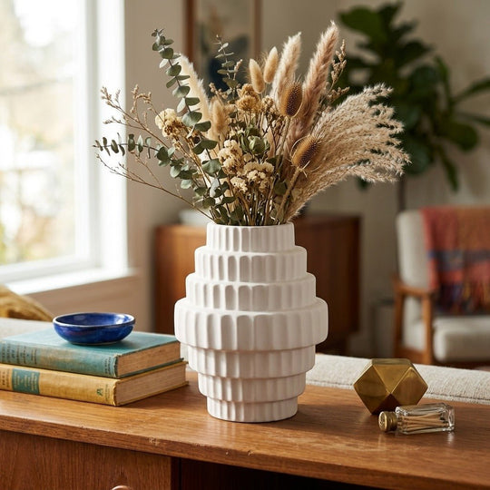 10" Textured Staggered Vase - Lifestyle - What's New Furniture Portland Oregon