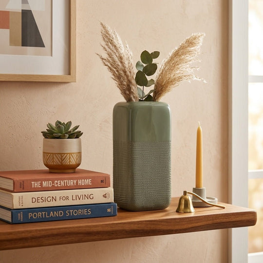 12" Squared Grooved Vase - What's New Furniture Portland Oregon