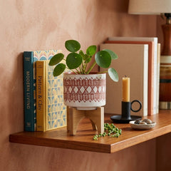 5" Aztec Planter On Wooden Stand - What&