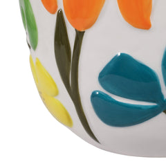 6/8" Floral Embossed Planters, Multi, Set of 2 by Sagebrook Home - detail view 4 - Whats New Furniture Portland OR