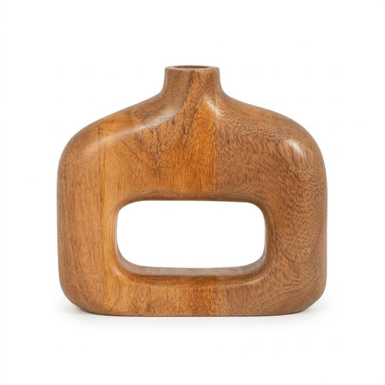 7" Wood Open Cut-out Vase - What's New Furniture Portland Oregon