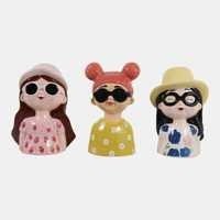 9" Colorful Girl Figures, Multi, Set of 3 by Sagebrook Home - product view