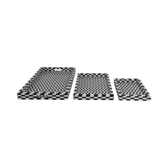 Black &amp; White Geometric Resin Tray in all three sizes three trays side by side - decorative tray by Sagebrook Home - Whats New Furniture Portland OR