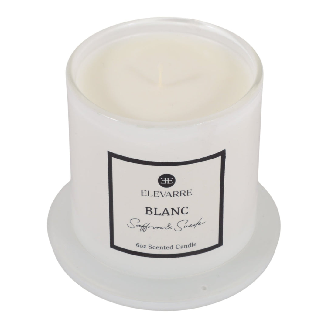 Blanc Saffron &amp; Suede Cloche Candle, 6 oz top view - scented candle by Elevarre by Sagebrook Home - Whats New Furniture Portland OR