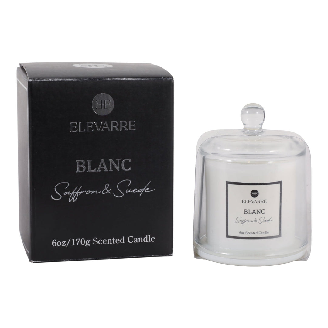 Blanc Saffron &amp; Suede Cloche Candle, 6 oz with its Elevarre gift box - scented candle by Elevarre by Sagebrook Home - Whats New Furniture Portland OR