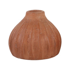 Carved Terracotta Bud Vase 5" in Ribbed Bulb - studio - Sagebrook Home - Whats New Furniture Portland OR