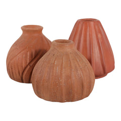 Carved Terracotta Bud Vase 5" in all three styles grouped together - bud vase by Sagebrook Home - Whats New Furniture Portland OR