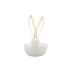 Ceramic Bunny Trinket Dish 6", White &amp; Gold back view - trinket dish by Sagebrook Home - Whats New Furniture Portland OR