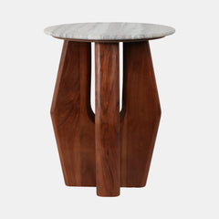 Curved Legs Accent Table Marble Top detail view - Whats New Furniture Portland OR