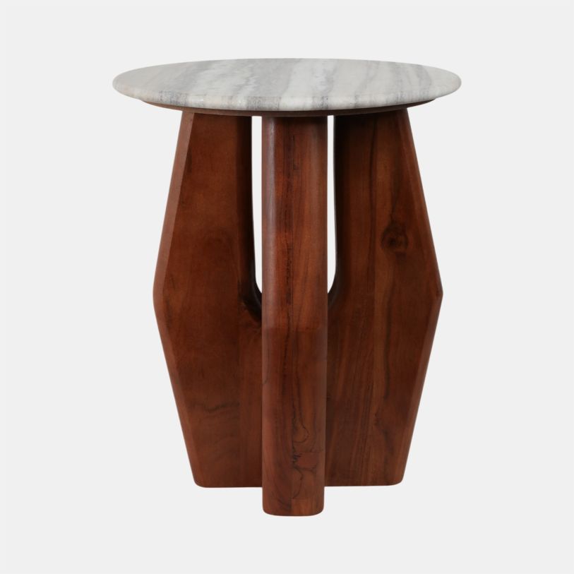 Curved Legs Accent Table Marble Top detail view 4 - Whats New Furniture Portland OR