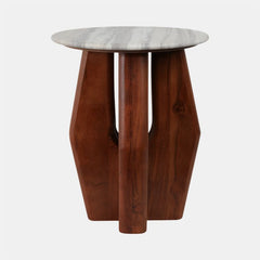 Curved Legs Accent Table Marble Top detail view 4 - Whats New Furniture Portland OR