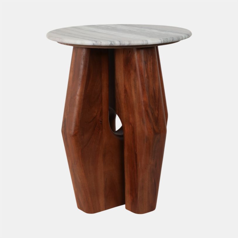 Curved Legs Accent Table Marble Top detail view 2 - Whats New Furniture Portland OR