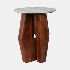 Curved Legs Accent Table Marble Top detail view 2 - Whats New Furniture Portland OR
