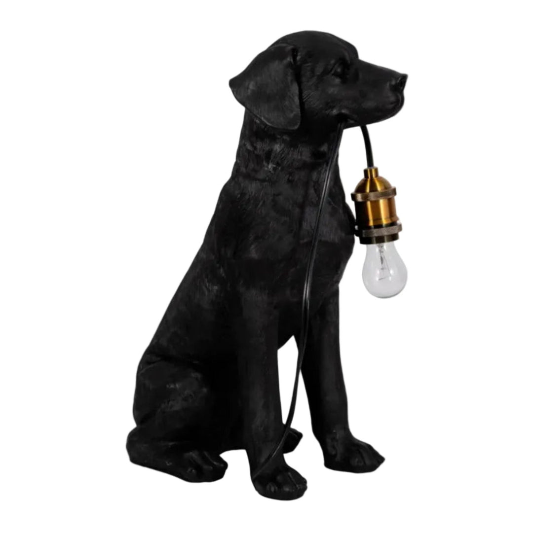 Dog Holding Lightbulb Table Lamp front view - Whats New Furniture Portland OR