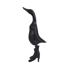 Duck in Rainboots in Black front studio view - bamboo figurine by Sagebrook Home - Whats New Furniture Portland OR