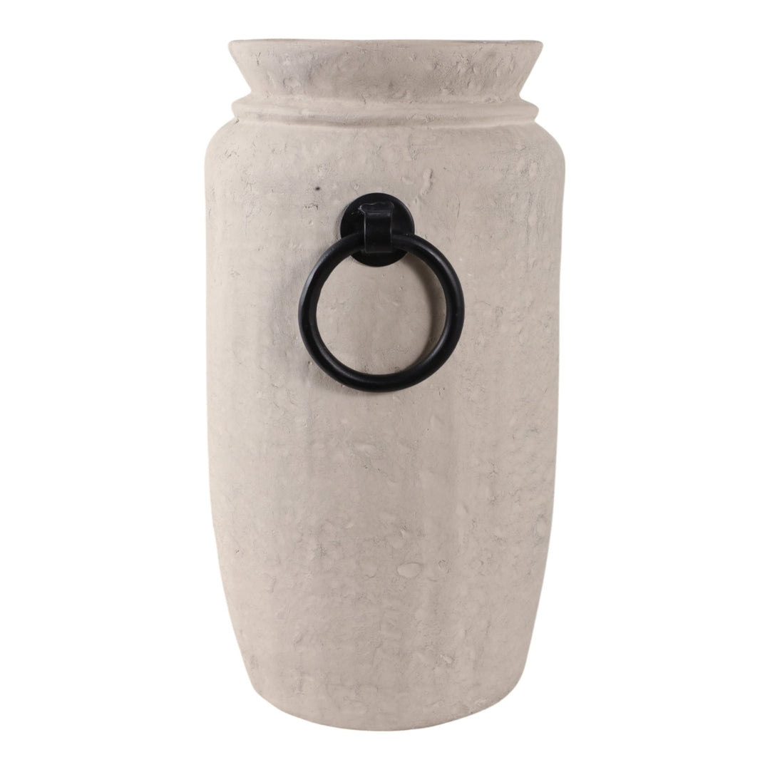 Ecomix Vase with Metal Handles handle detail view - vase by Sagebrook Home - Whats New Furniture Portland OR