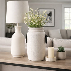Ecomix Vase with Metal Handles styled view - vase by Sagebrook Home - Whats New Furniture Portland OR