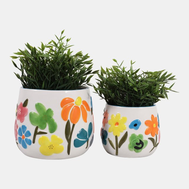 Floral Embossed Planters detail view 6 - Whats New Furniture Portland OR