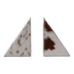 Hair on hide cow print triangular bookends set of 2 - Sagebrook Home - Whats New Furniture Portland OR