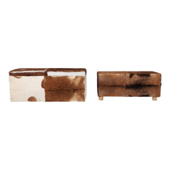 Hair on hide bench pair alternate view, 40 inch and 48 inch - bench by Sagebrook Home - Whats New Furniture Portland OR