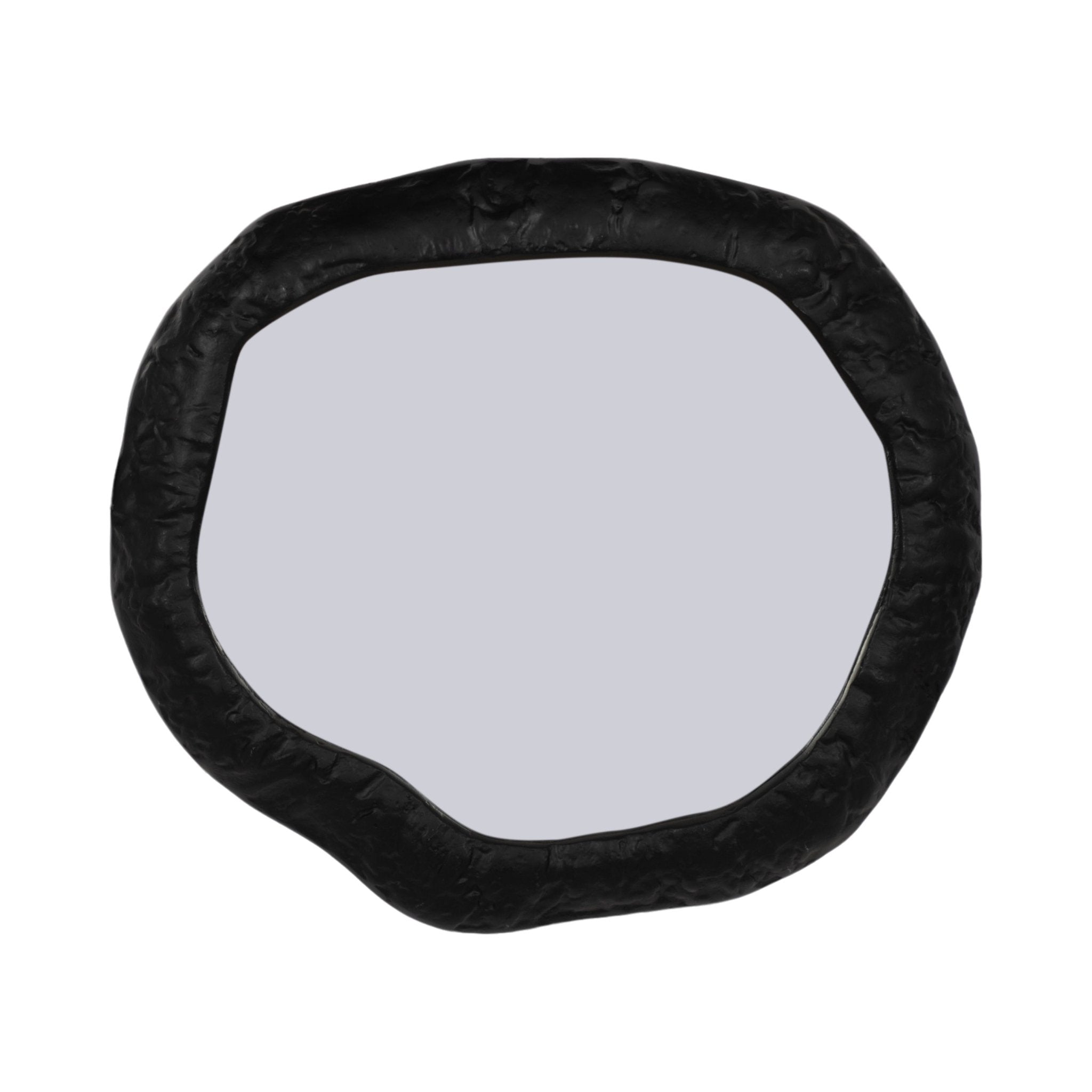Hammered aluminum organic round wall mirror 18 inch matte black - Sagebrook Home - Whats New Furniture Portland OR