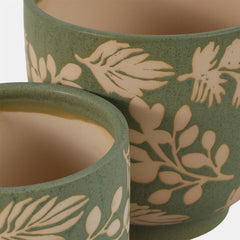 Hand Painted Leaves Planters detail view 3 - Whats New Furniture Portland OR
