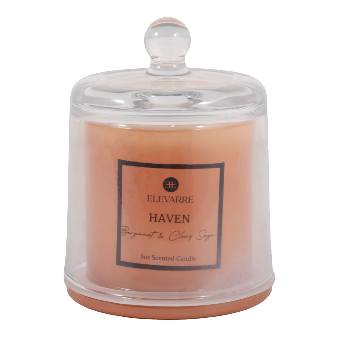 Haven Bergamot &amp; Clary Sage Cloche Candle, 6 oz front view - scented candle by Elevarre by Sagebrook Home - Whats New Furniture Portland OR