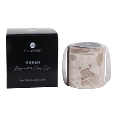 Haven Bergamot &amp; Clary Sage Marble Candle, 9 oz with its Elevarre gift box - scented candle by Elevarre by Sagebrook Home - Whats New Furniture Portland OR