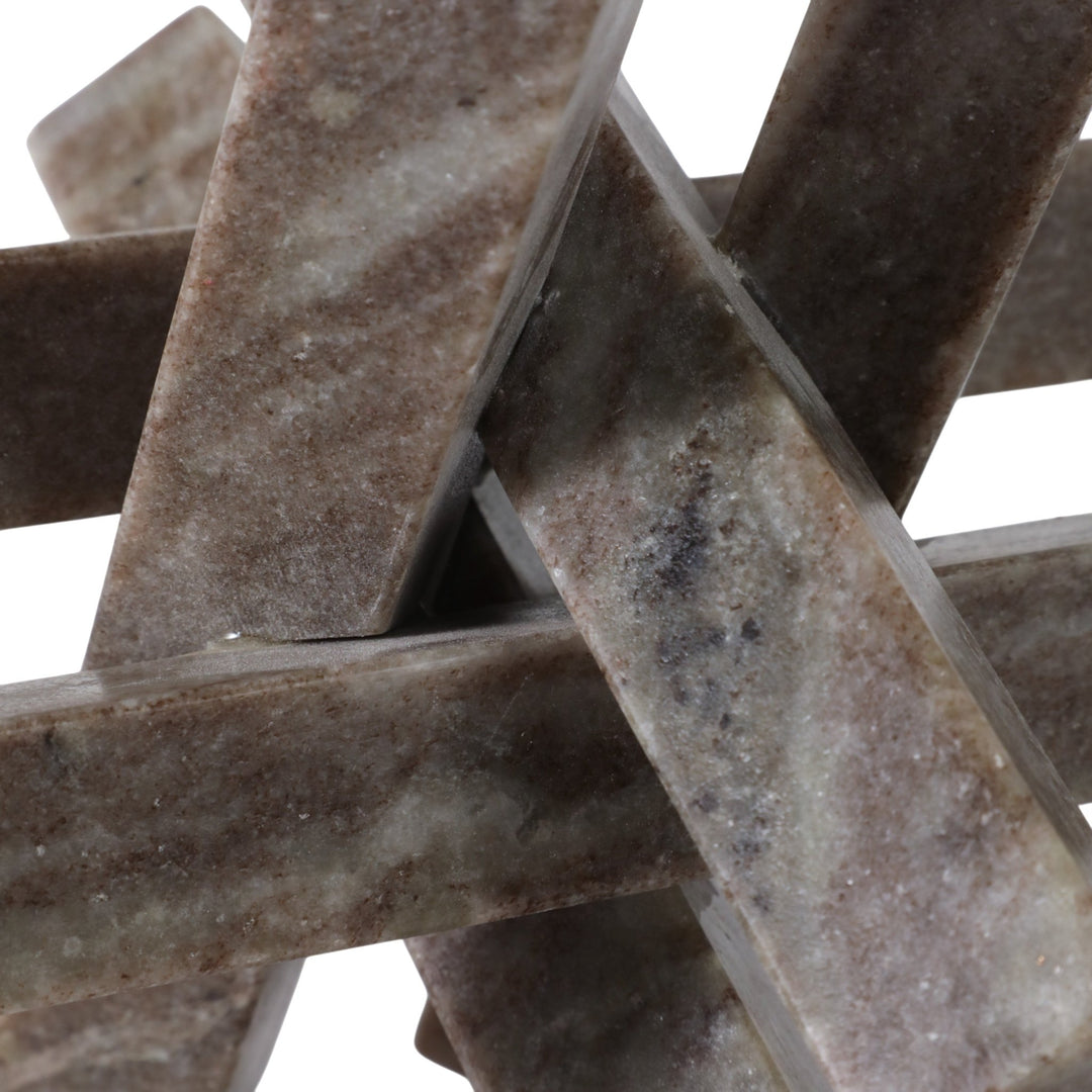 Marble Geometric Orb detail view - sculpture by Sagebrook Home - Whats New Furniture Portland OR